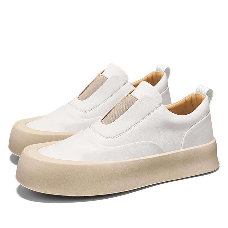 Fashion High Quality Thick Soft Sole Men Walking Shoes Fashion Casual Leather Loafers Antiskid Outdoor Lazy Shoe Low Top Designers Shoes