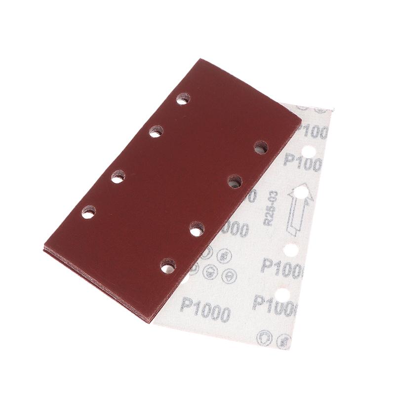 10 шт. Прямоугольные премиальные флокированные листы наждачной бумаги с 8 отверстиями, самоклеящиеся 185X93 мм - Ассорти абразивности для пневматических шлифовальных машин