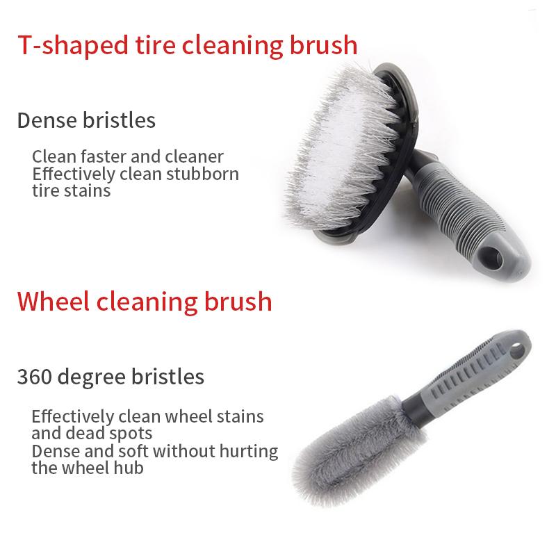 SEAMETAL Car Wheel Rim Brush Handheld Bristle Car Tire Washing Brush Universal Scratch-Free Auto Detailing Tool