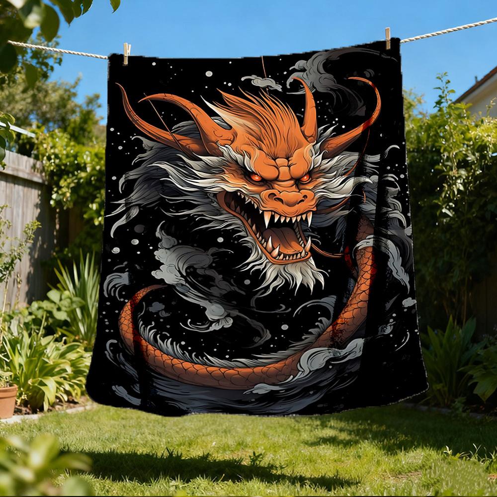 1pc Dragon Artwork Outdoor Blanket, Soft And Comfortable Blanket, Casual Warm Outdoor Blanket, Good Birthday Gift yy251201158