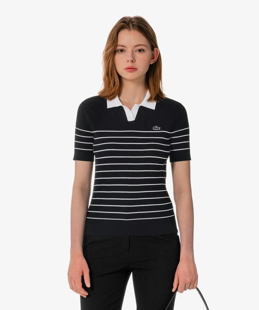 LACOSTE Женский текстурированный поло-свитер в полоску Af230E-56G 031