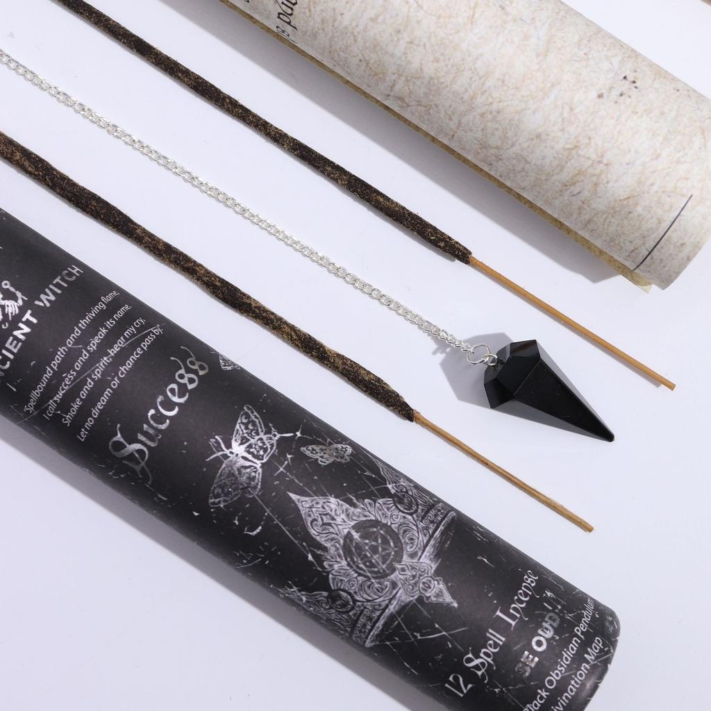 Ancient Witch Spell Incense – Success – Black Obsidian Pendulum