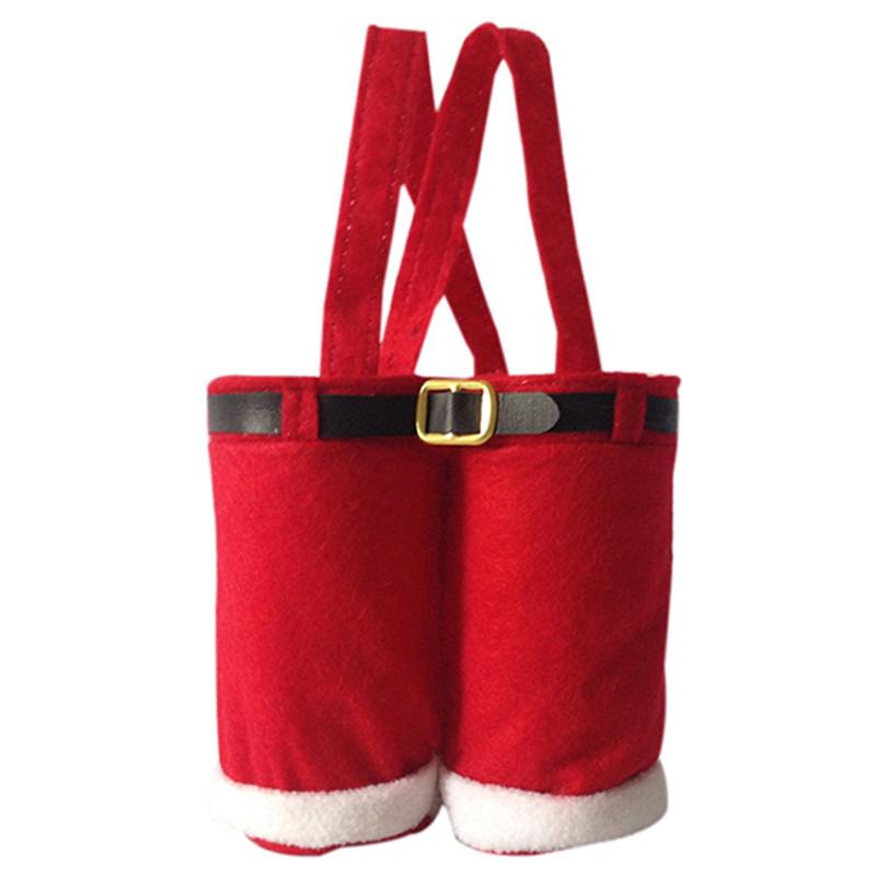 Cute Christmas Pants Wine Bottle Cover Exquisite Xmas Candy Gift Bag Handbag For Christmas Decor Candy Wine Bottle Holder