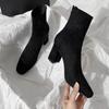 Autumn Winter Warm Cotton Women Stretch Sock Boots Fashion Elegant Back Zippers Shoes Thick Heel Laides Short Booties
