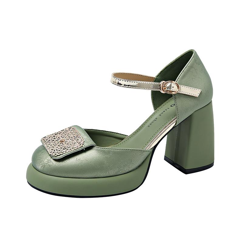 Грубый каблук сандалии мешок головы женские новинка лета 2025 с юбкой Грубый каблук Мэри Джейн высокие каблуки женские