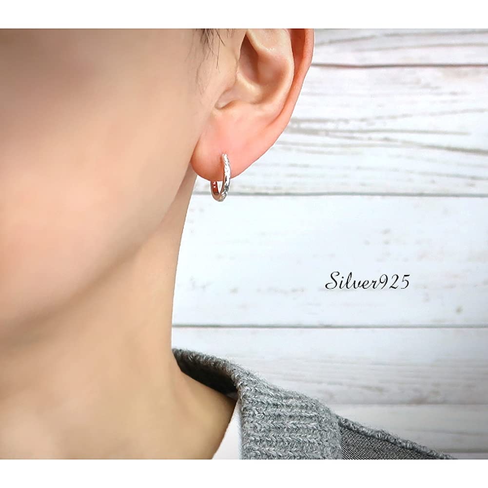 Серьги-кольца Shinjuku Gin no Kura Гавайские ювелирные изделия С гравировкой в виде свитков Серебро 925 пробы Прокалываемые серьги с дизайном океанской волны и природы Ручная резьба (Одиночная серьга)