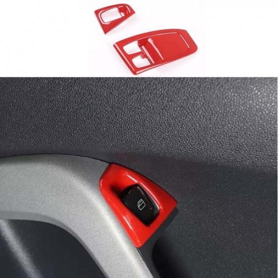 Bright Red 2009-15 Car Door Window Switch Lift For Benz Smart Fortwo Cover Trim