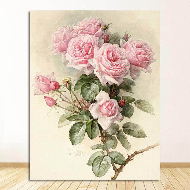 И принты, украшение дома, настенные художественные картины для гостиной, ностальгическая пасторальная картина на холсте, европейские ретро постеры с цветами без рамки