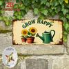 D Flat Printing Винтажный GROW HAPPY с Подсолнухами Иллюстрация Лейки Алюминиевая Банка Картина в Стиле Номерного Знака Gar
