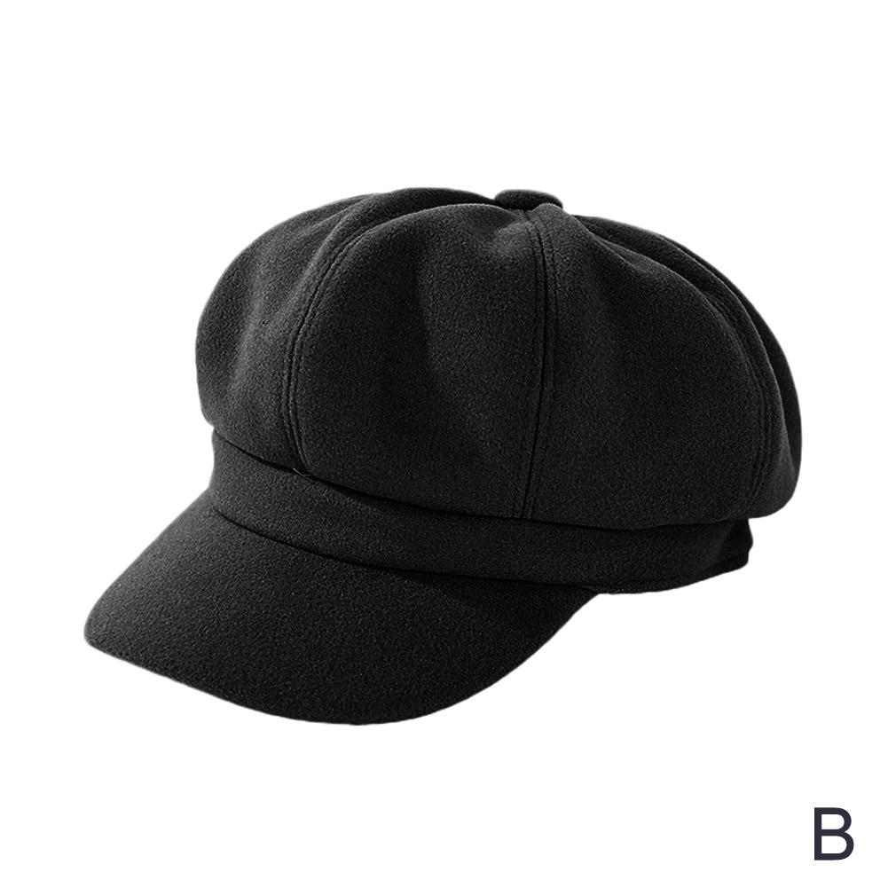 Новые осенние зимние шапки для женщин, однотонные, восьмиугольные, женская зимняя шерстяная шапка-берет A9U8