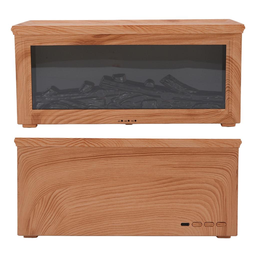 180ml Water Tank Wood Grain Fireplace Aromatherapy Diffuser Simulation Flame Humidifier Essential