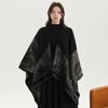 Shawl Imitation Cashmere Knitted Scarf Split Fork Oil Painting Cape Cloak Outside