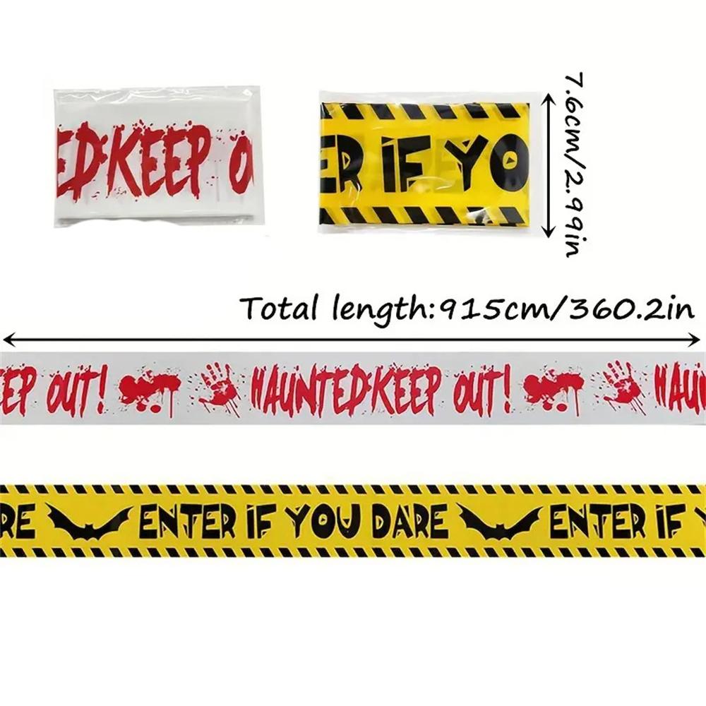 Halloween Fright Tape Bundle - Warning - Enter If You Dare - Haunted Keep Out, Halloween Decoration Caution Tape for Haunted Hou