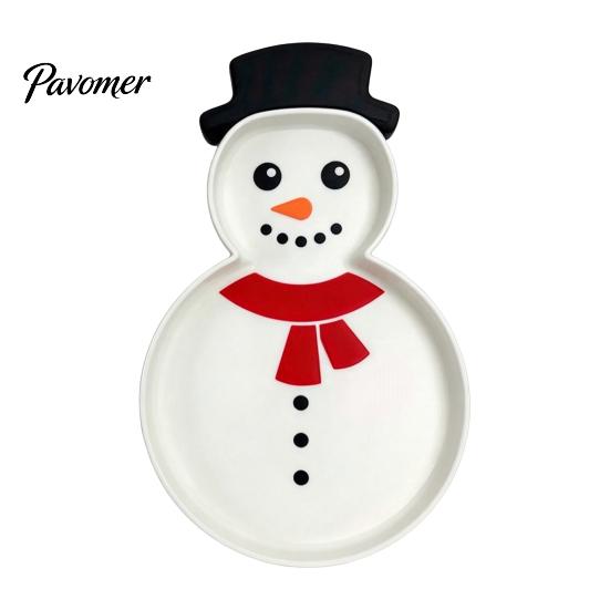3D Printed Platter Christmas Snowman Serving Tray, Holiday Party Decorative Food Tray Dish for Snacks, Candies, Goodies, Jewelry Table Centerpiece