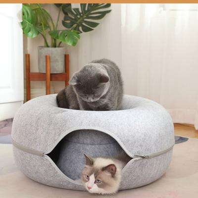 Кровать-туннель для кошек для домашних кошек, игрушка для кошек, пончик, кровать для кошек, прочный дизайн с двойной функцией, царапинам