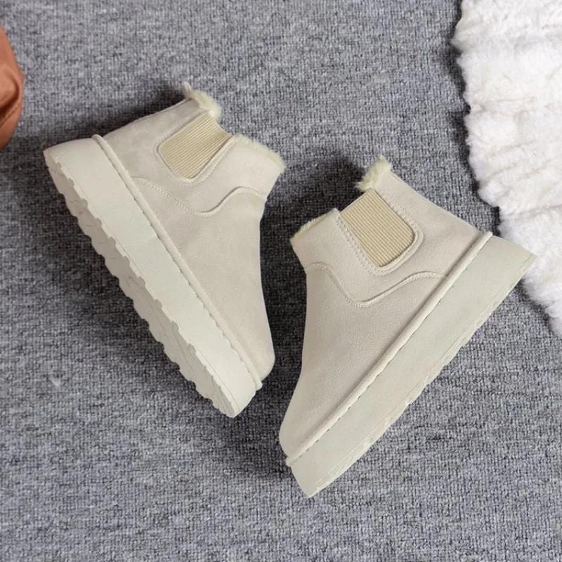 Fashion Women Platform Soft Comfortable Casual Shoes Classic Design Lightweight Round Toe Winter Thick Plush Warm Snow Boots