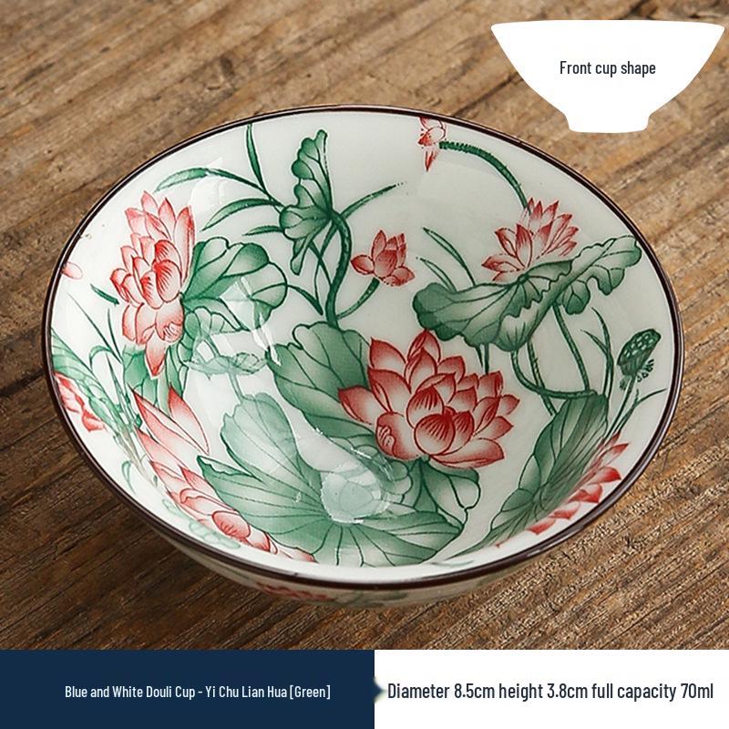 Двухцветная сине-белая фарфоровая чашка доули - Керамическая чашка мастера кунг-фу, Японская дегустационная чаша, Одинарная чайная чашка.