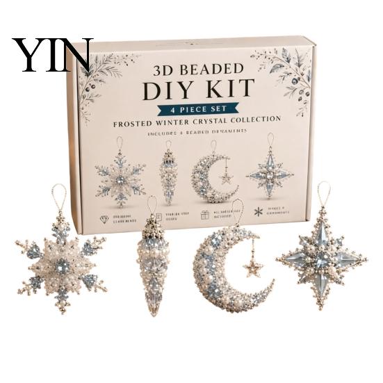 No Glue Beading Set 3D Beaded DIY Kit, Lifelike Christmas Animal Craft Set, Bead Cat Handmade Easy Embroidery Kit for Kids And Adults Festive Holiday