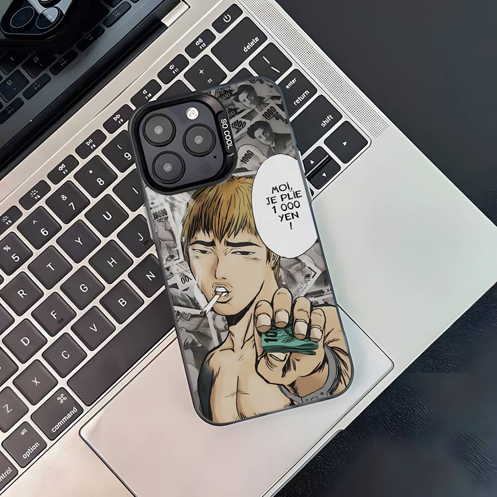 Чехол для телефона Great Teacher Onizuka GTO для iPhone 16,15,14,13,12,11,Pro,XS,Max,Plus,Mini,SE4,E Черный Матовый Ударопрочный Чехол