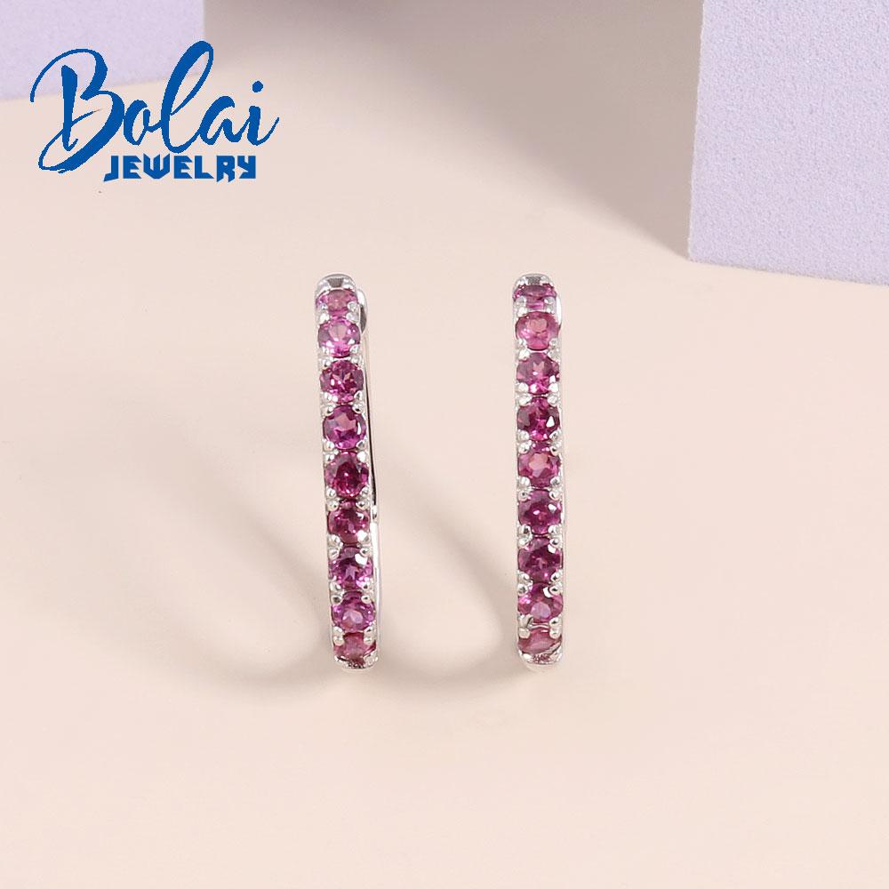 Новинка 2023 года, серьги с застежкой U-образного дизайна, модные серьги с родолитом и гранатом, женские изысканные ювелирные изделия, серебро 925 пробы