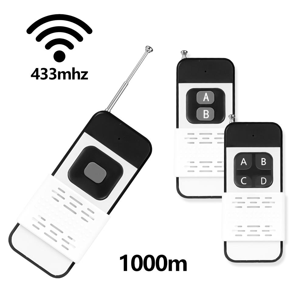 433Mhz Wireless RF Module Remote Control Learning Code 1527 Remote Control 1/2/4 Buttons Long Range 1000m for Lamps Lights Gate Door