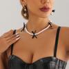 Accessories Light Luxury Imitation Pearl Necklace Sweet Cool Style Black Ribbon Bow Collarbone Chain Necklace