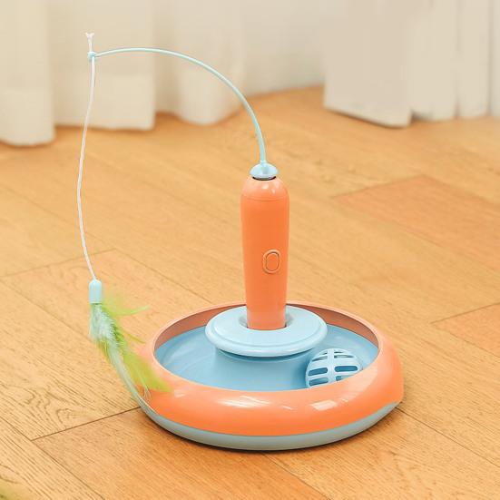 Автоматическая палочка-дразнилка для кошек Интерактивная умная палочка-дразнилка для кошек с вращающимся пером и катящимся шариком для домашних кошек