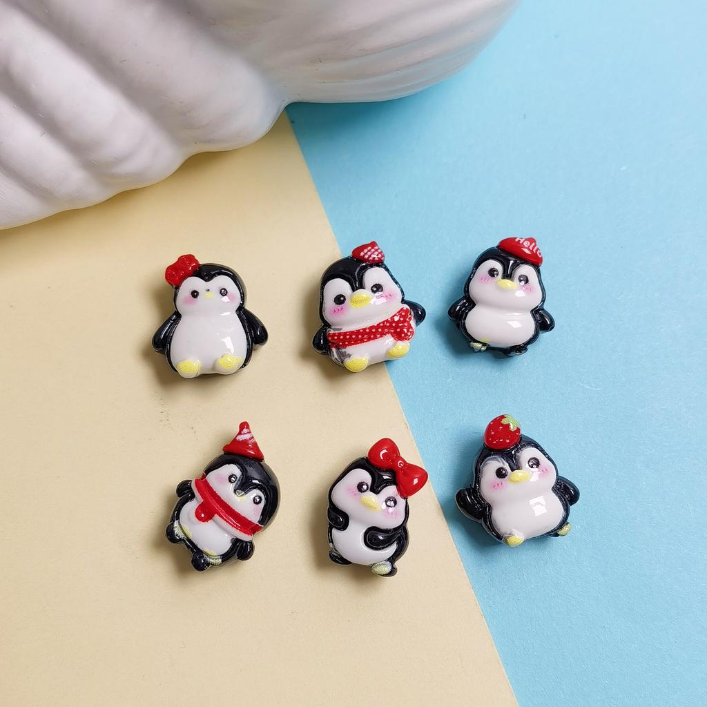 100Pcs/Lot Miniature Resin Penguin Figurines Bulk 10*15MM Mini Resin Penguin Animals Figures for Cake Topper Fairy Garden Decor
