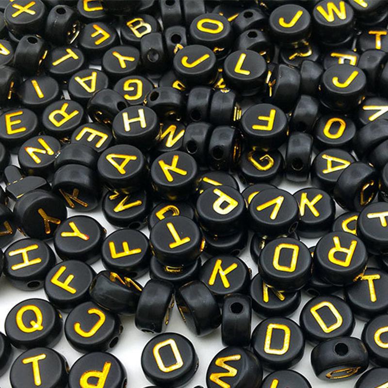 100Pcs Acrylic Flat Letter Beads Alphabet Round Smile Spacer Loose Bead For Diy Jewelry Bracelet Charm Supplies