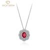 Ruby Pendant Necklaces 925 Sterling Silver Flower 1.3ct Red Gemstone Romantic Fine Jewelry Wedding Party Gifts New Trend