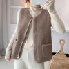 Yousheng Lady Vest Jacket с двумя карманами на молнии, флисовый кардиган без рукавов, большой размер, свободный жилет с круглым вырезом, повседневный жилет для школы, путешествий, пальто