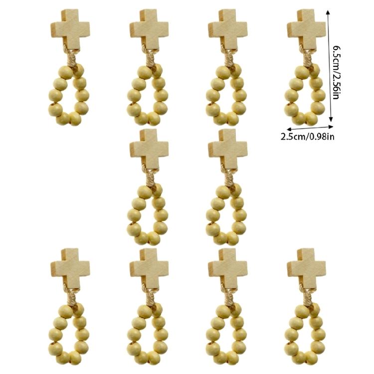 Wooden Rosary Beads 8mm with Crosses Pendant Gift for Prayer & Meditations Beads Religious Accessories