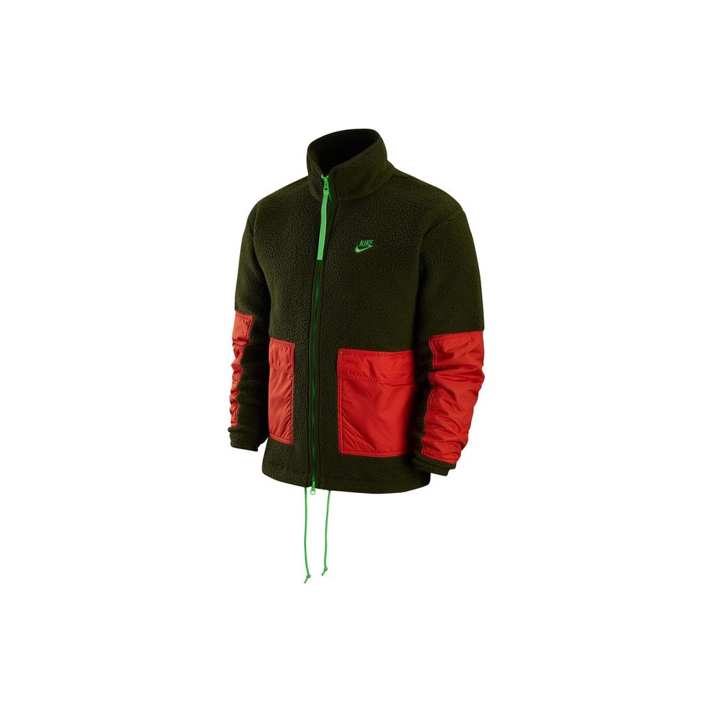 Nike Мужская флисовая куртка на молнии с вышитым логотипом, верхняя одежда, грубо-зеленая DV8183-326