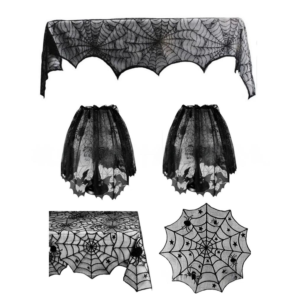 Halloween Tablecloth and Light Covers Set For Dining Table Mantels Holiday Decorations Washable Table Runner Lampshade
