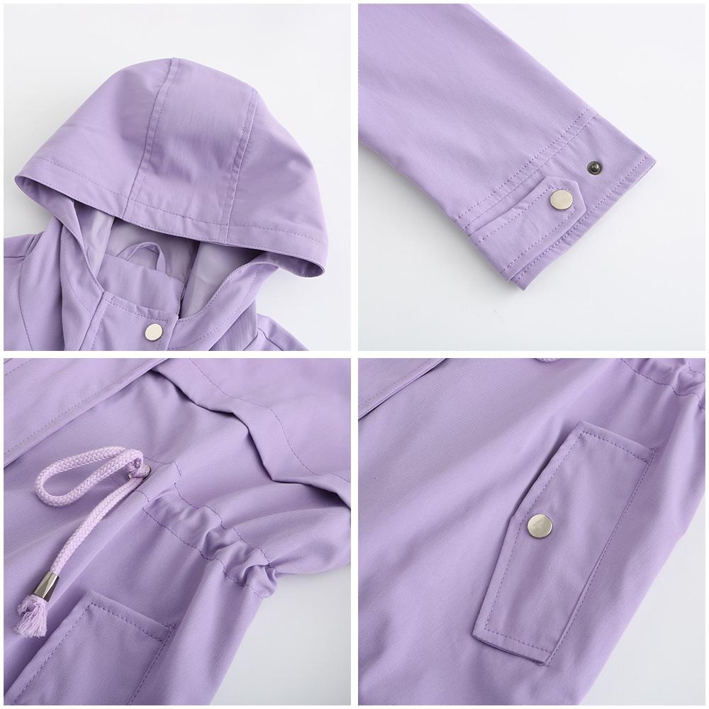 Женская водонепроницаемая куртка-тренч Для пешего туризма На открытом воздухе Ветровка Легкая классическая ветрозащитная с капюшоном Легкое непромокаемое пальто Тонкая верхняя одежда Дождевик