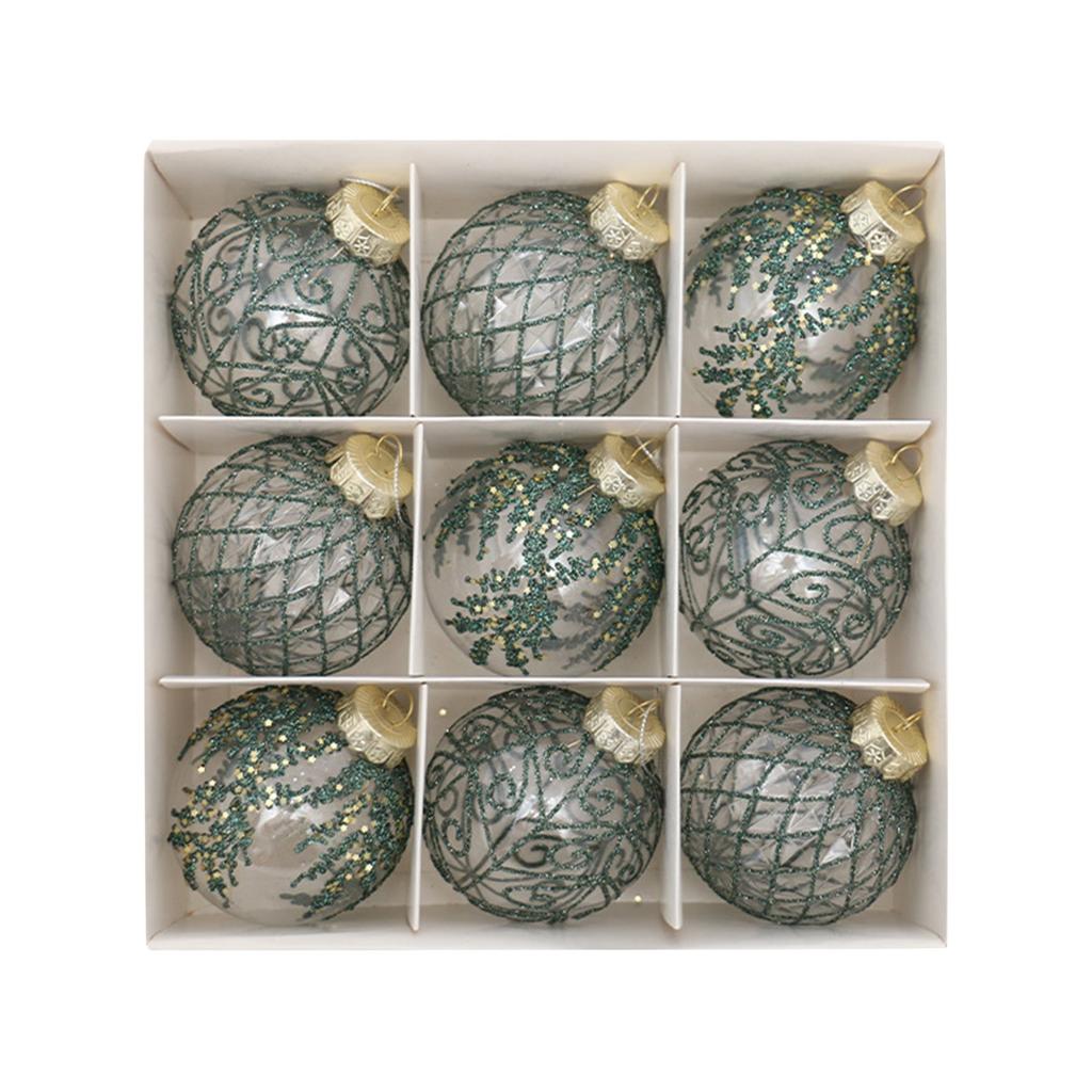 Рождественские украшения 8 см Изысканный ПЭТ Прозрачный окрашенный Рождественский шар Подарочная коробка Окно Рождественская елка Подвесной шар