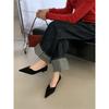 2025 New Pointed Suede Cat Heel High Heels Women's Thin Heel Shallow Mouth Single Shoes Autumn Versatile Professional Work Shoes