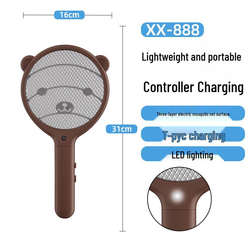 Перезаряжаемая складная электрическая мухобойка от комаров и мух с мощным литиевым аккумулятором