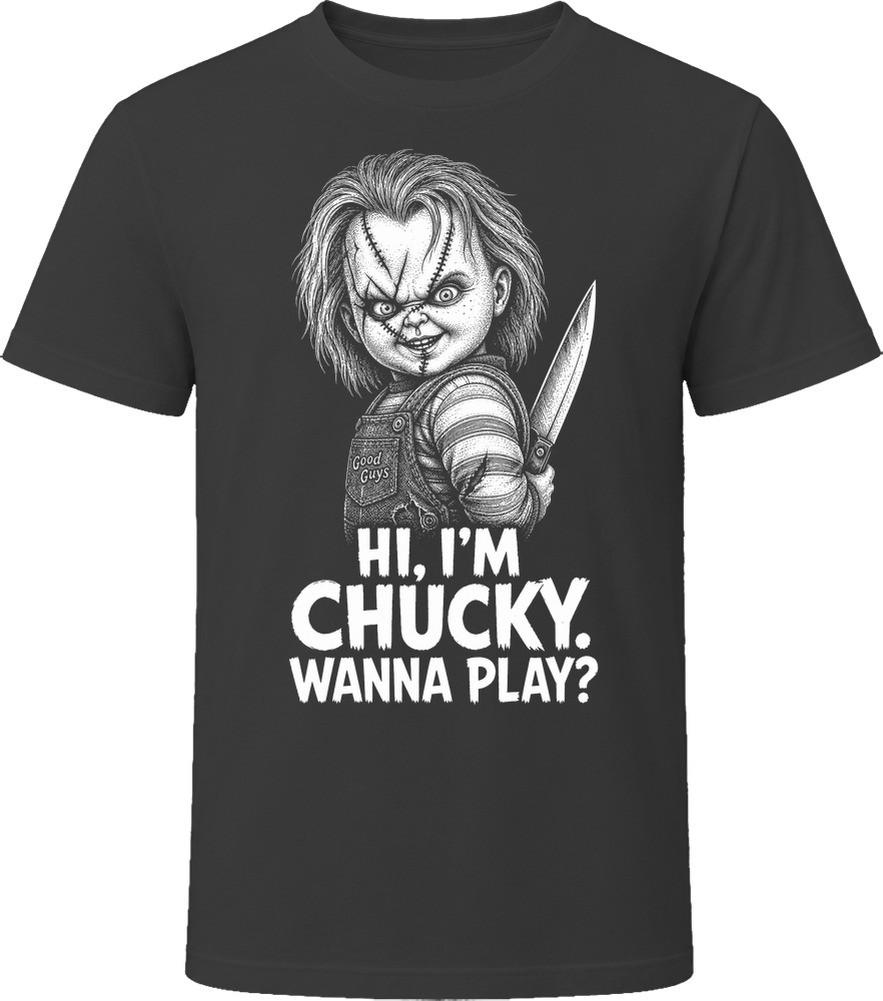 Chucky The Doll Hi I'm Chucky Wanna Play Childs Play Iconic 80s Movie T Shi