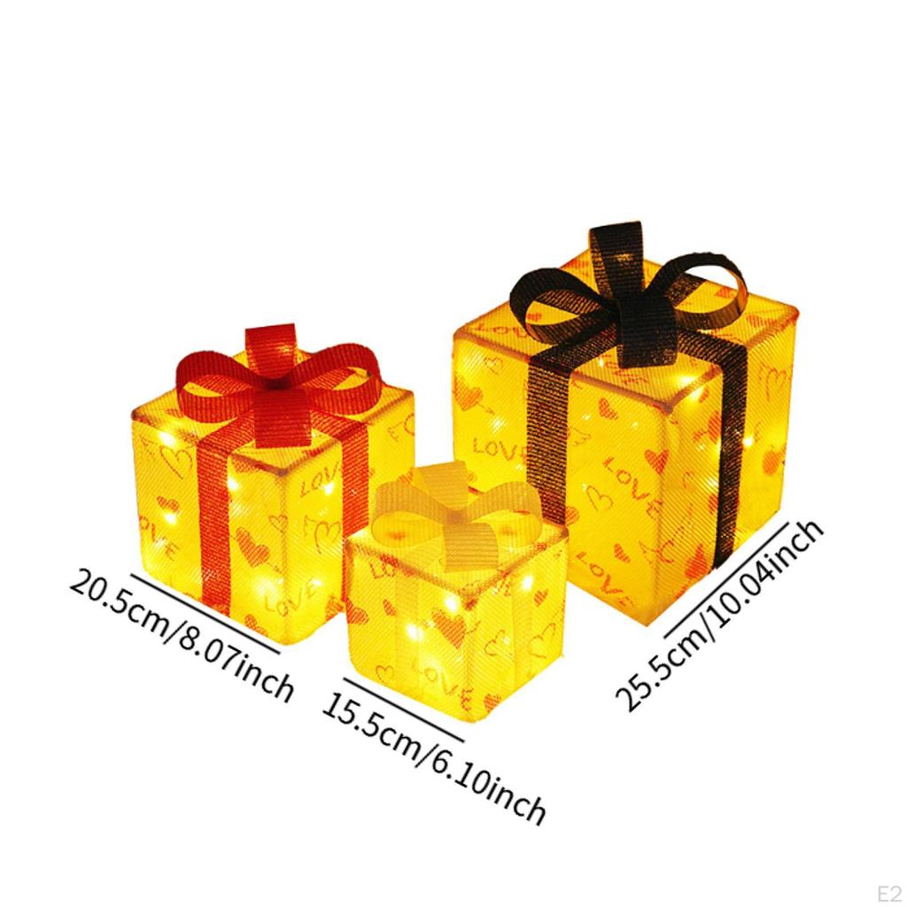 3 Pieces Christmas Light Up Boxes ,Light Present ,Christmas Scene Layout Decoration for