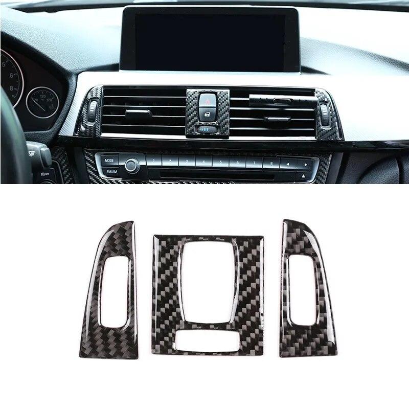 Real Carbon Fiber Car Interior Center Side Air Conditioner Outlet Vent Cover Trim Sticker For BMW 3 4 Series F30 F32 2013-2018