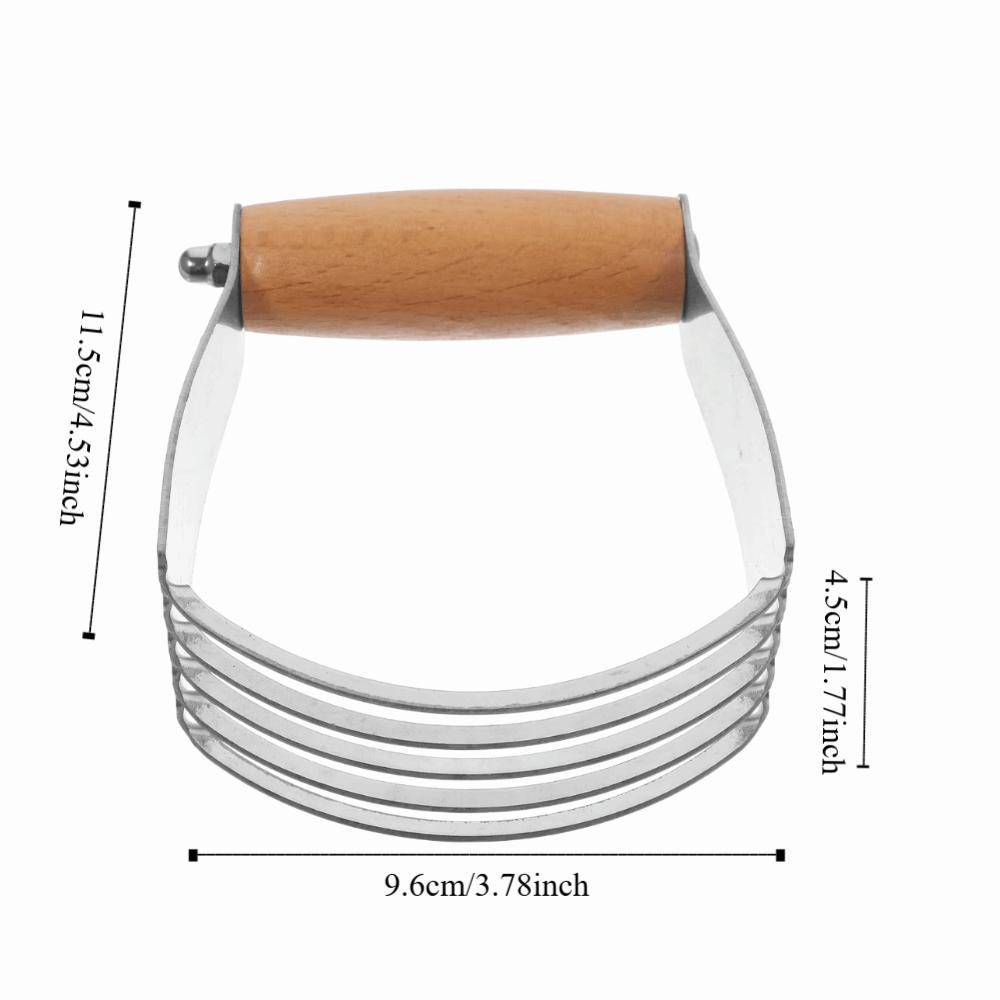 Stainless Steel Butter Churner Wood Handle Dough Mixer Egg Beater Flour Cutter Cream