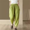 Женские винтажные брюки-шаровары, однотонные брюки с эластичной резинкой на талии, повседневные мягкие женские брюки до щиколотки