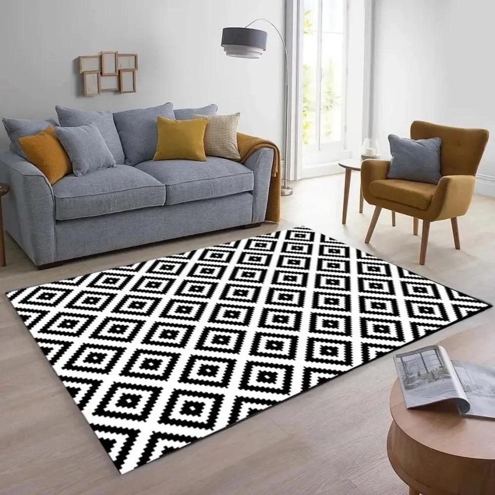 Modern Geometric Line Area Rug Non-Slip Carpet for Living Room Bedroom Rug Washable Floor Mat for Bathroom Kitchen Doormat