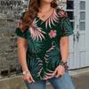 Женские модные повседневные летние весенние блузки и рубашки с цветочным узором и коротким рукавом с v-образным вырезом