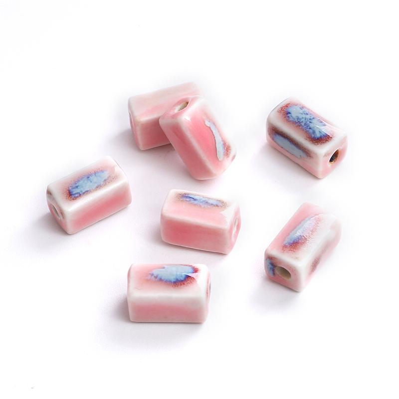 10 шт. 13x8 мм фарфоровые бусины с цветочной глазурью, прямоугольные кубовидные керамические бусины для изготовления ювелирных изделий, сделай сам, подвески, браслет, ожерелье, ремесла