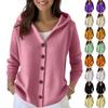 Ladies' Casual Stand Up Collar Knitted Sweater, Solid Color Button Casual Loose Sweater