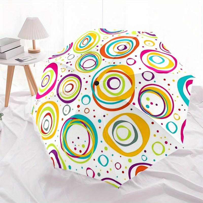1pc Colorful Circles Automatic Open/Close Umbrella, Portable Folding umbrella for Everyday Use yy250826071