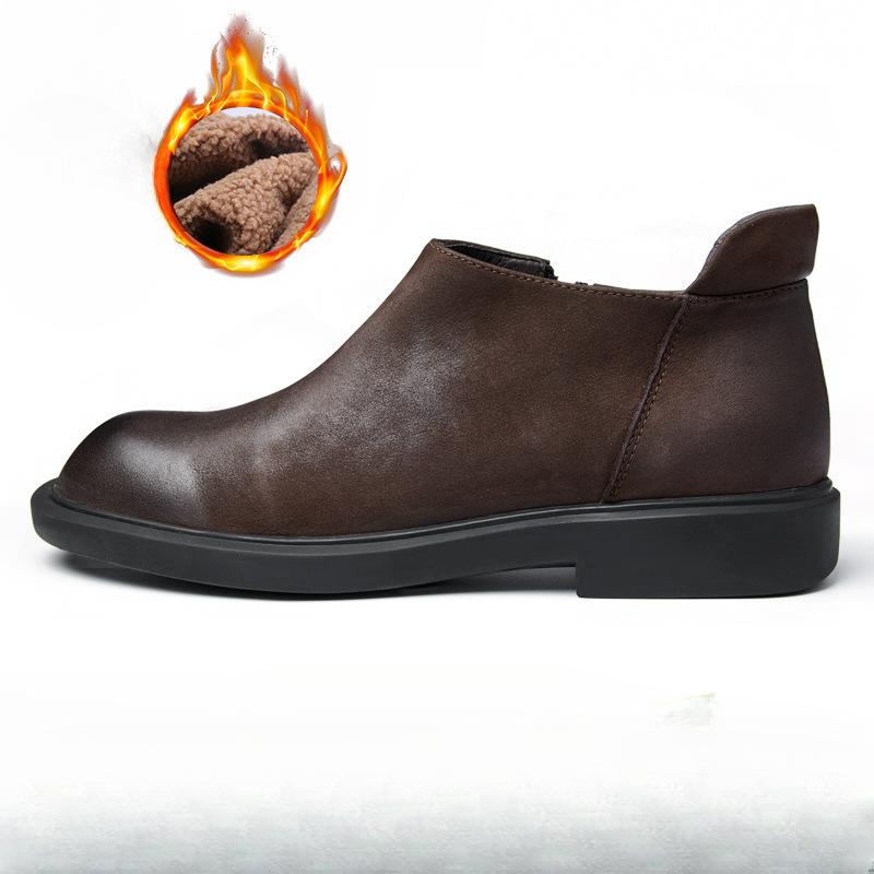 Soft-soled Retro Chelsea Boots Cowhide Martin Boots Men's Medium Help British Versatile Leather Tooling Boots Men's Short Boots