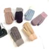 Winter Women Keep Warm Plus Velvet Inside Wrist Thicken Twist Knit Mittens Full Finger Cycling Woolen Gloves Soft Cute Lovely